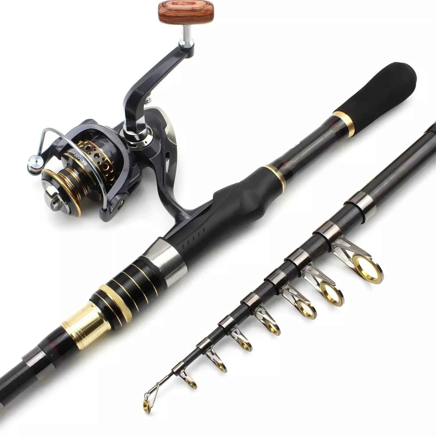 Premium Carbon Telescopic Fishing Rod and Reel Combo | Ultralight Fishing Rod and Reel Combo, Spinning Combo Rod Reel for Freshwater & Saltwater Fishing