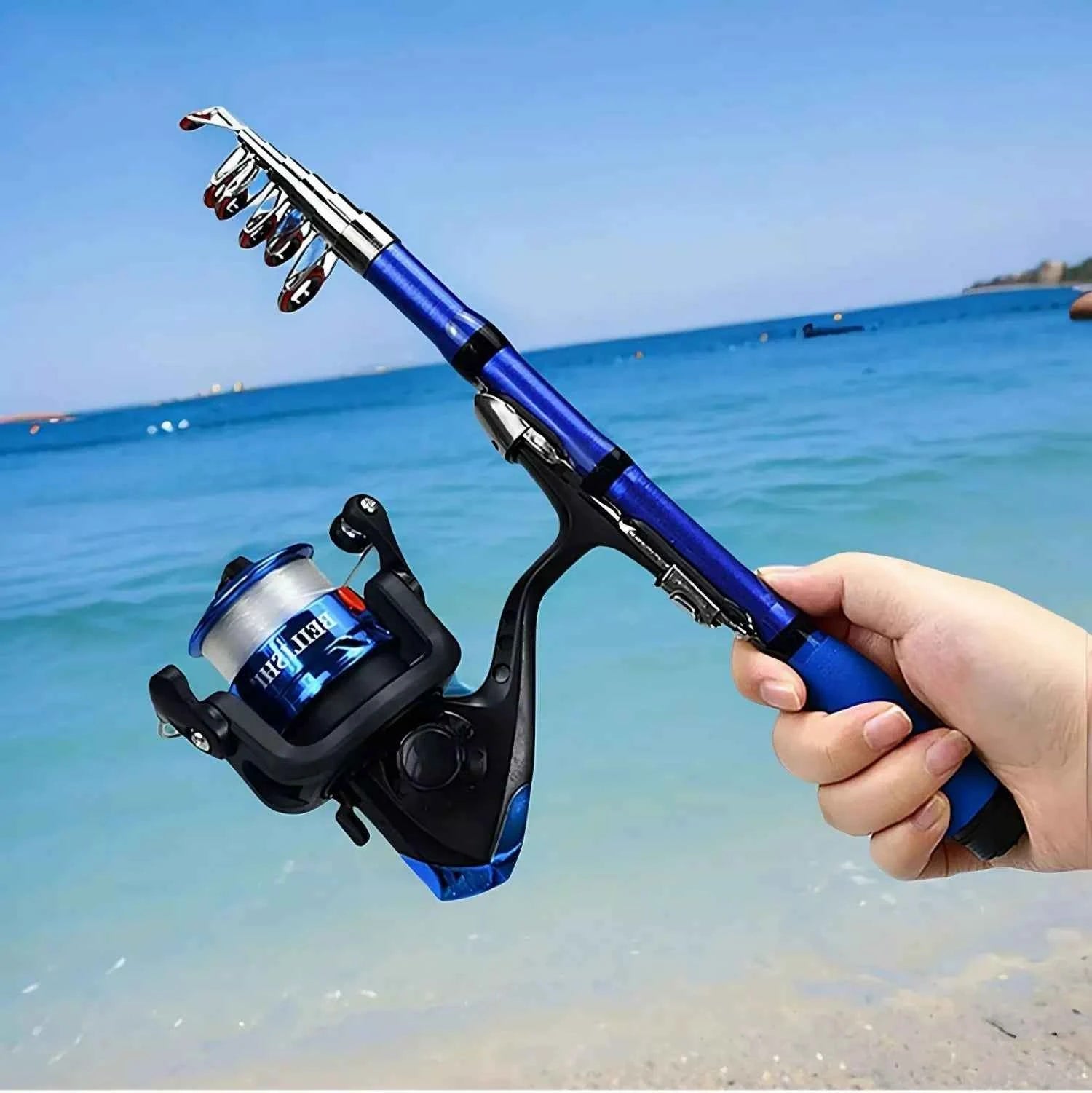 Telescoping Fishing Rod and Reel Combo - Ultra Light Spin Reel Fishing Rod, Compact Design for Beach & Coastal Angling (1.0m-2.3m)