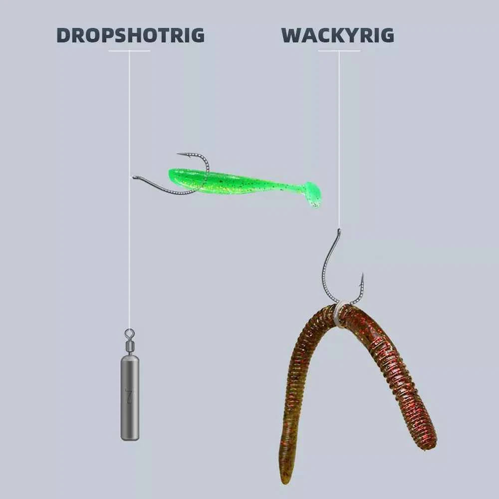 Glow-in-the-Dark Wide Gap Fishing Hooks for Drop Hook Fishing – High Carbon Steel Bionic J Hooks - REeffun