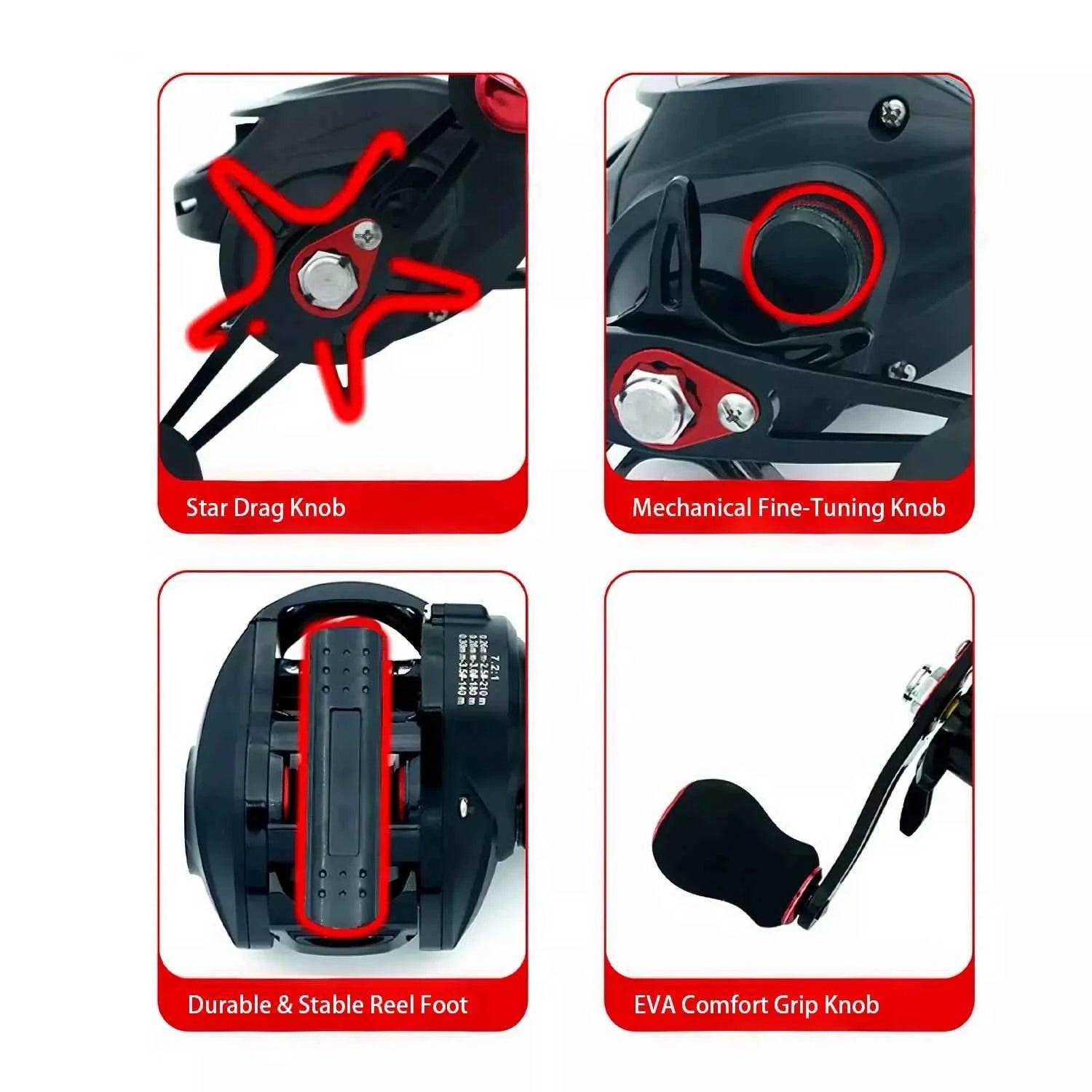 Magnetic Brake Baitcasting Reel - 18+1 Bearings Metal Spool Anti-Bird’s Nest for Long Casting | Hand Reel Fishing Compatible