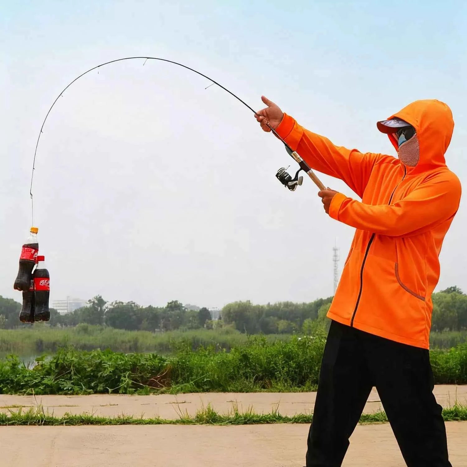 L-Action Straight Handle Spinning Rods and Reels Combo - High-Carbon Fishing Rod with Large Guides for Freshwater Angling