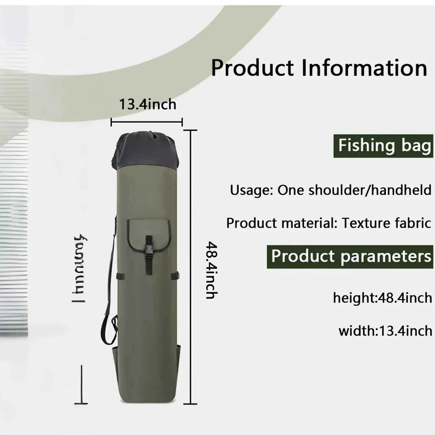 1.15M Large Capacity Waterproof Fishing Rod Case - Multi-Functional Single Shoulder & Handheld fishing tackle Storage Bag