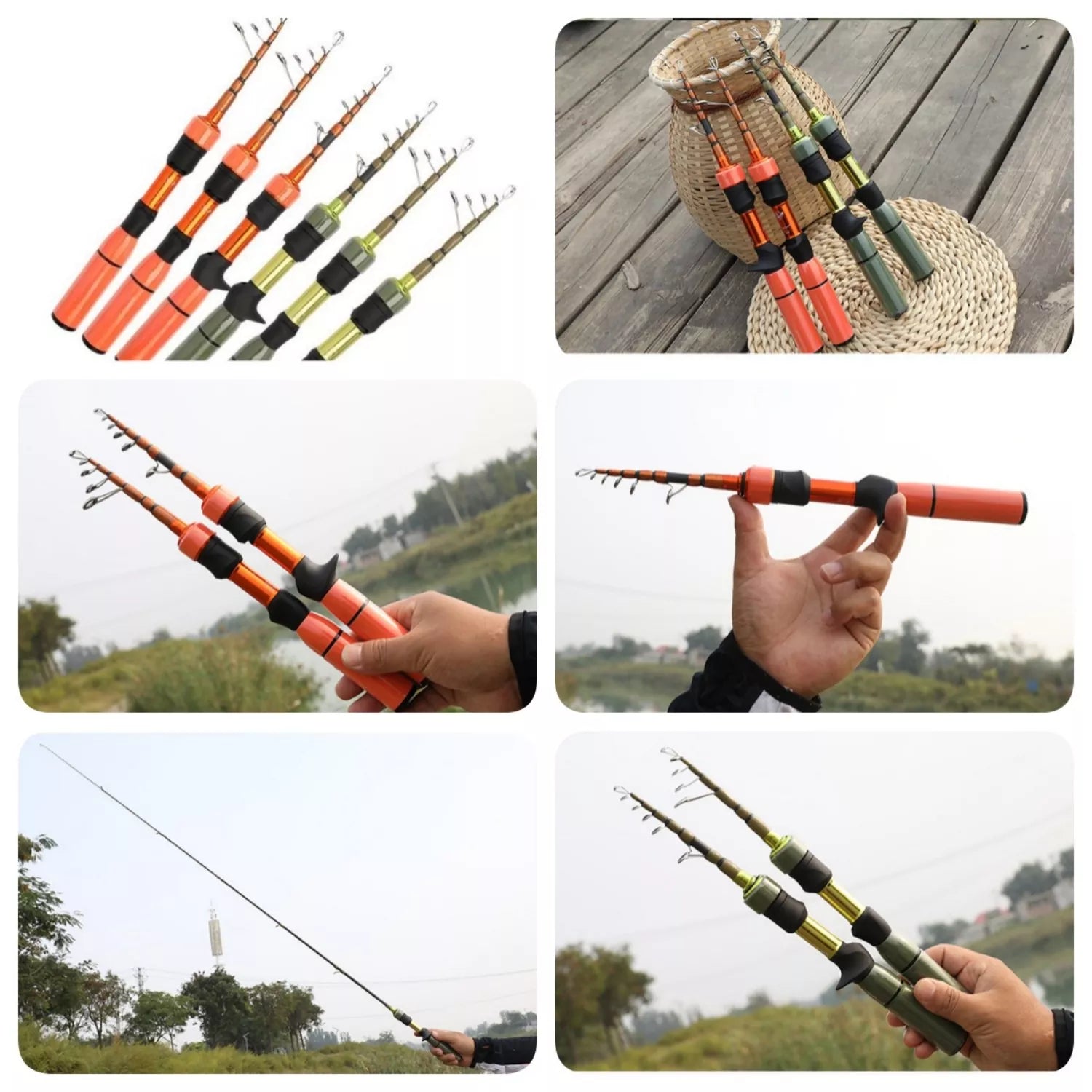 Ultra-Light Portable Fishing Rod and Reel Combos for Trout and Panfish - Carbon Fiber Telescopic Set