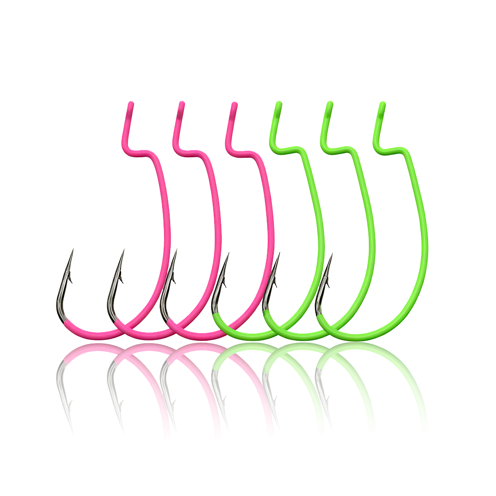 Glow-in-the-Dark Fishing Lure Hooks – Offset Worm Hook for Bass & Catfish with Soft Bait