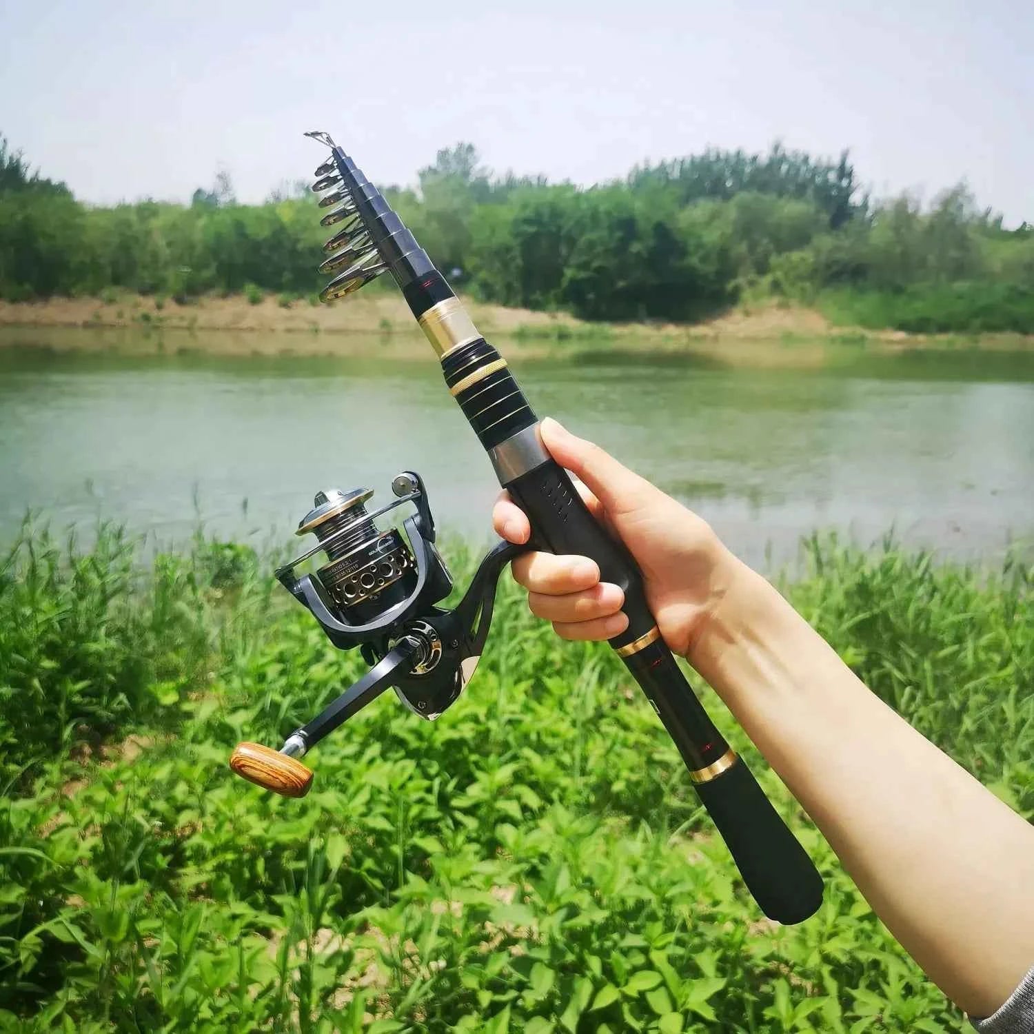 Premium Carbon Telescopic Fishing Rod and Reel Combo | Ultralight Fishing Rod and Reel Combo, Spinning Combo Rod Reel for Freshwater & Saltwater Fishing