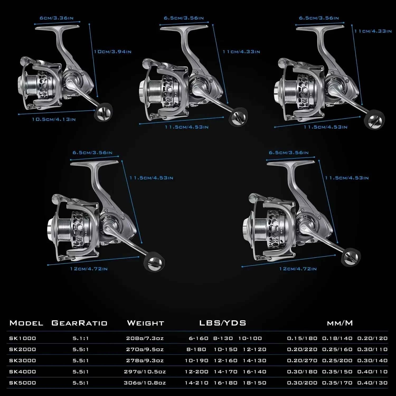 Durable Aluminum Spool Fishing Spin Reel with Front & Rear Drag for Smooth Angling