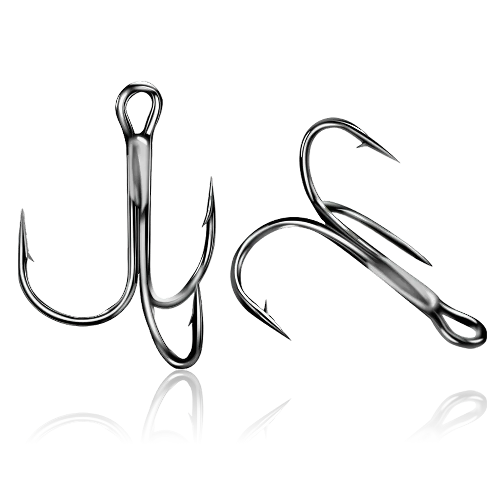 High Carbon Steel Treble Hooks Assorted Sizes #8–#5/0 | Durable Treble Hooks for Bass, Tuna & More