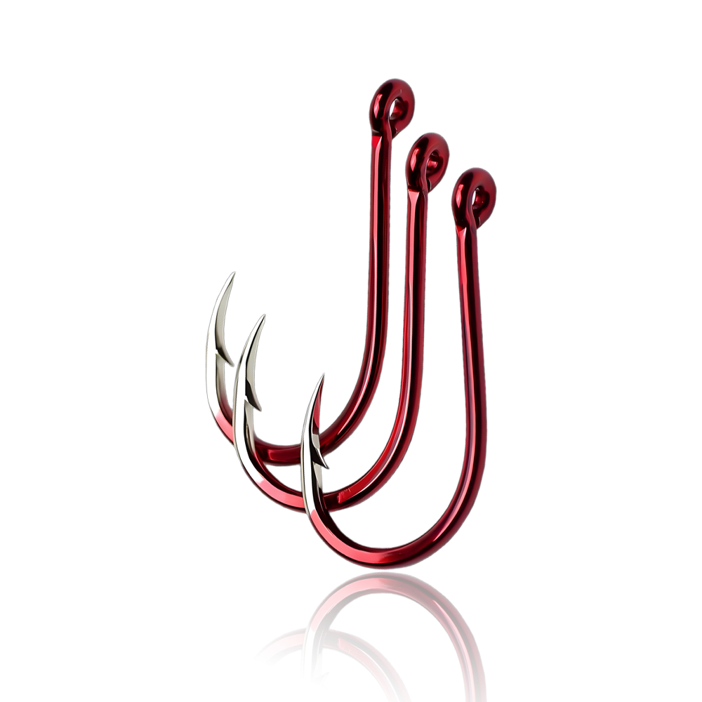Red Fish Hooks for Bass & Bream – High Carbon Steel Fishing Tackle Hooks (#3–#12)
