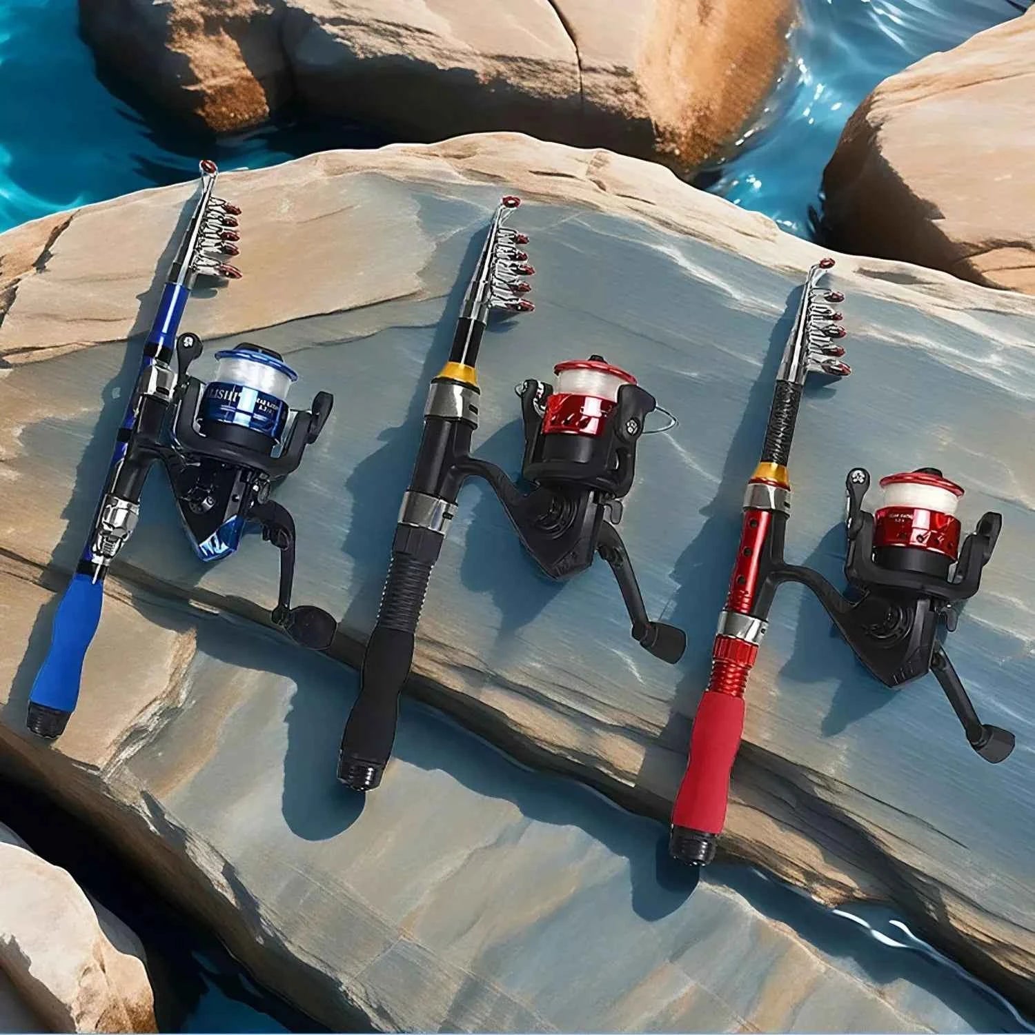 Telescoping Fishing Rod and Reel Combo - Ultra Light Spin Reel Fishing Rod, Compact Design for Beach & Coastal Angling (1.0m-2.3m)