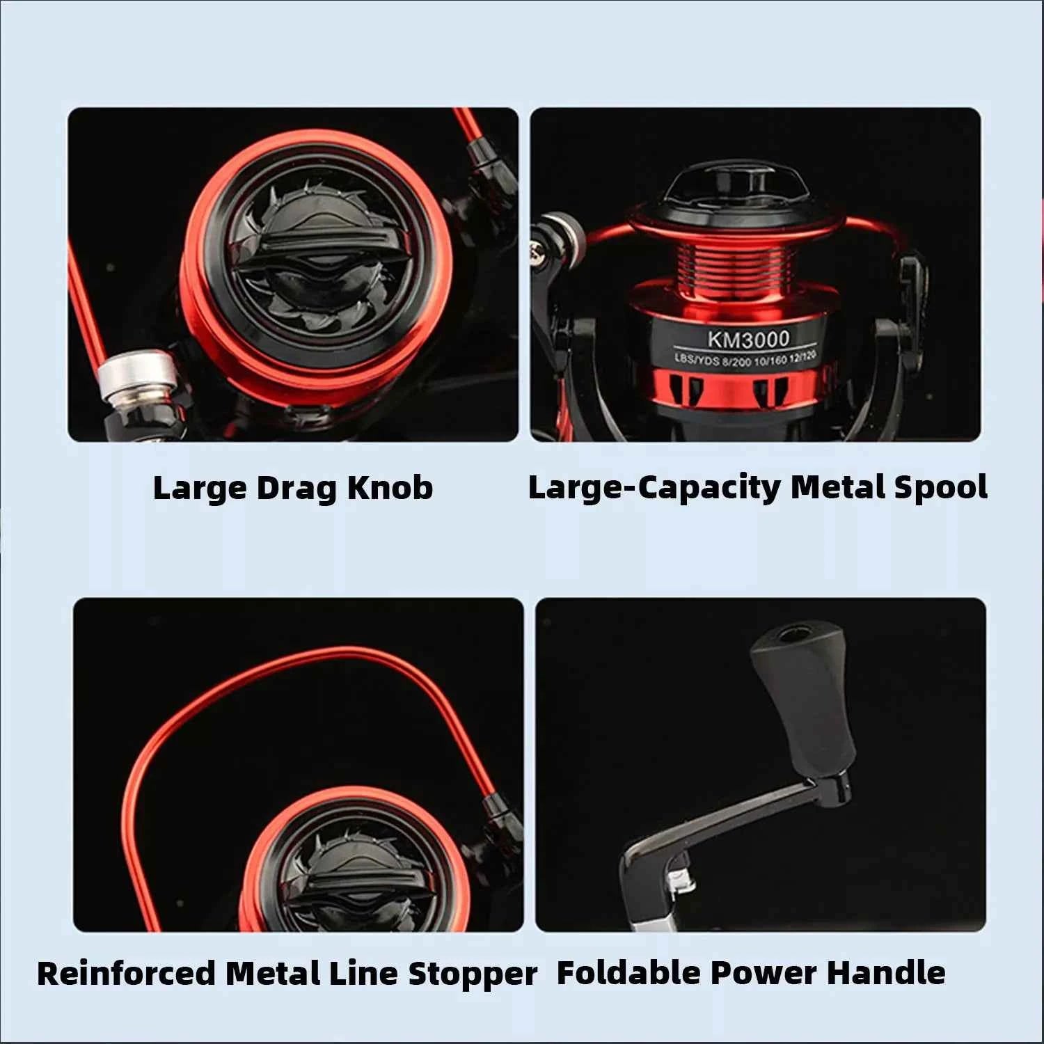 High Carbon Casting Fishing Combo Rod Reel - Baitcaster/Spin Reel for Freshwater & Saltwater