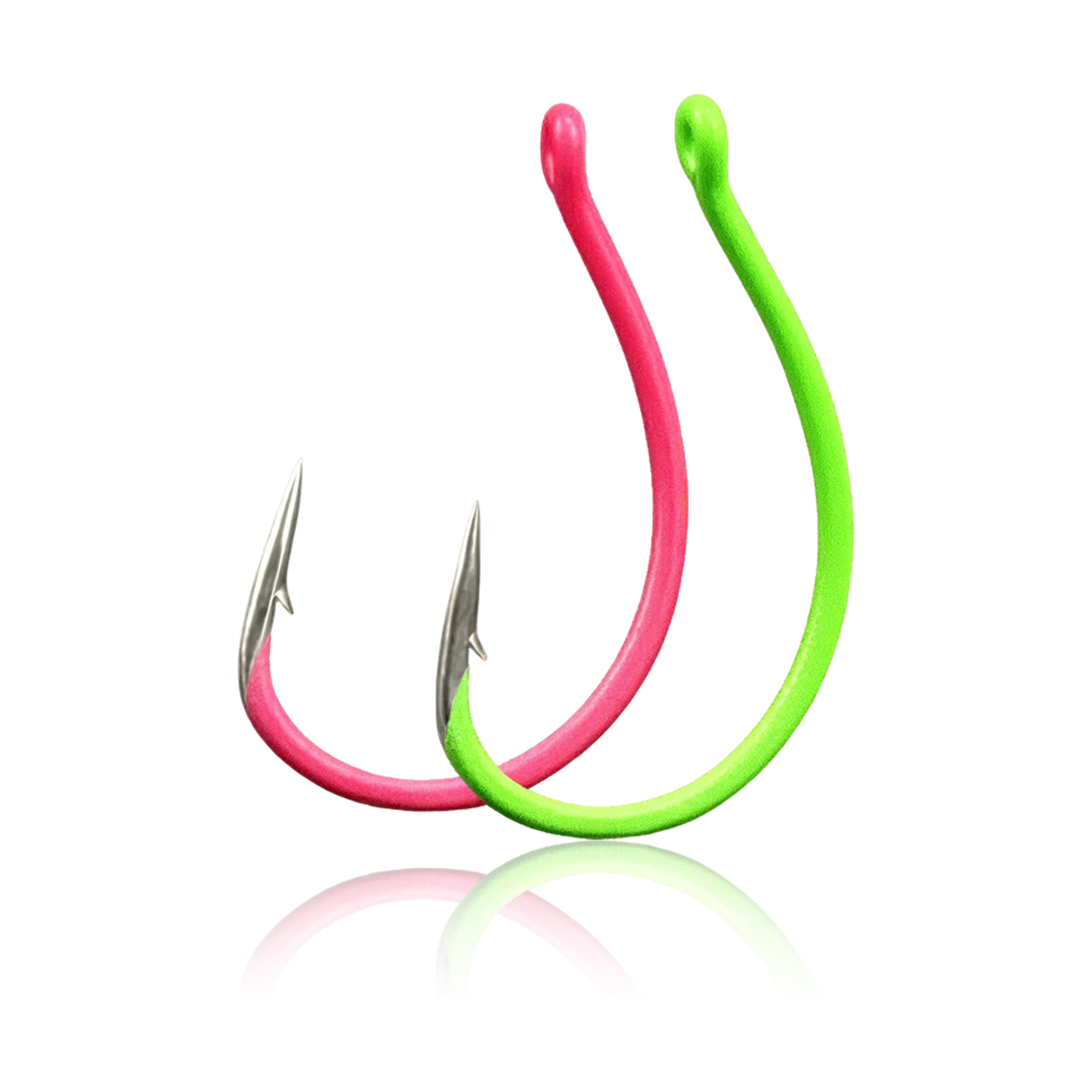 Glow-in-the-Dark Wide Gap Fishing Hooks for Drop Hook Fishing – High Carbon Steel Bionic J Hooks - REeffun