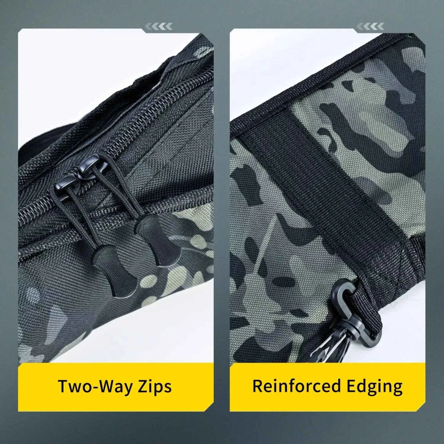 Foldable Camouflage Fishing Rod Bag - Durable Polyester Rod Bags for Fishing with Shoulder/Hand Carry for Outdoor Use