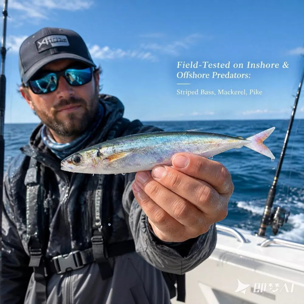3D Printed Soft Plastic Mackerel Lure with Forked Tail - High-Simulation Saltwater Soft Swimbaits for Sea and Boat Angling