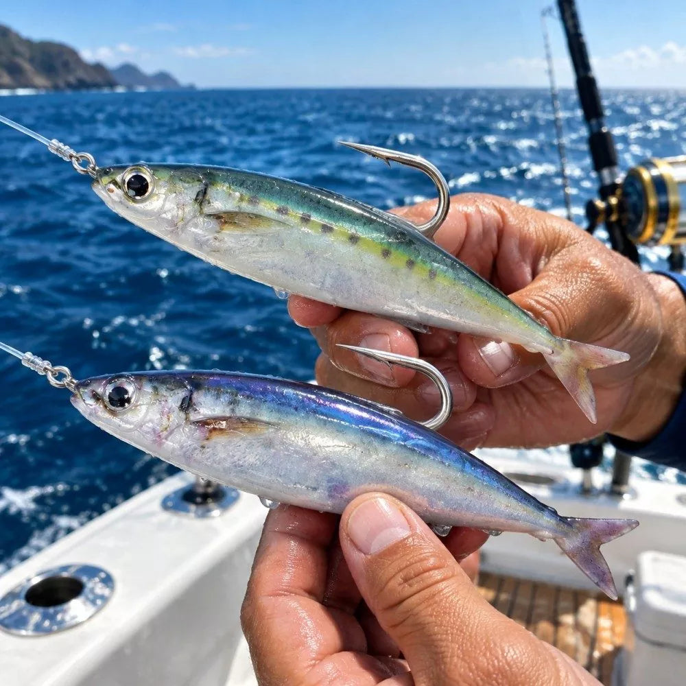 3D Printed Soft Plastic Mackerel Lure with Forked Tail - High-Simulation Saltwater Soft Swimbaits for Sea and Boat Angling