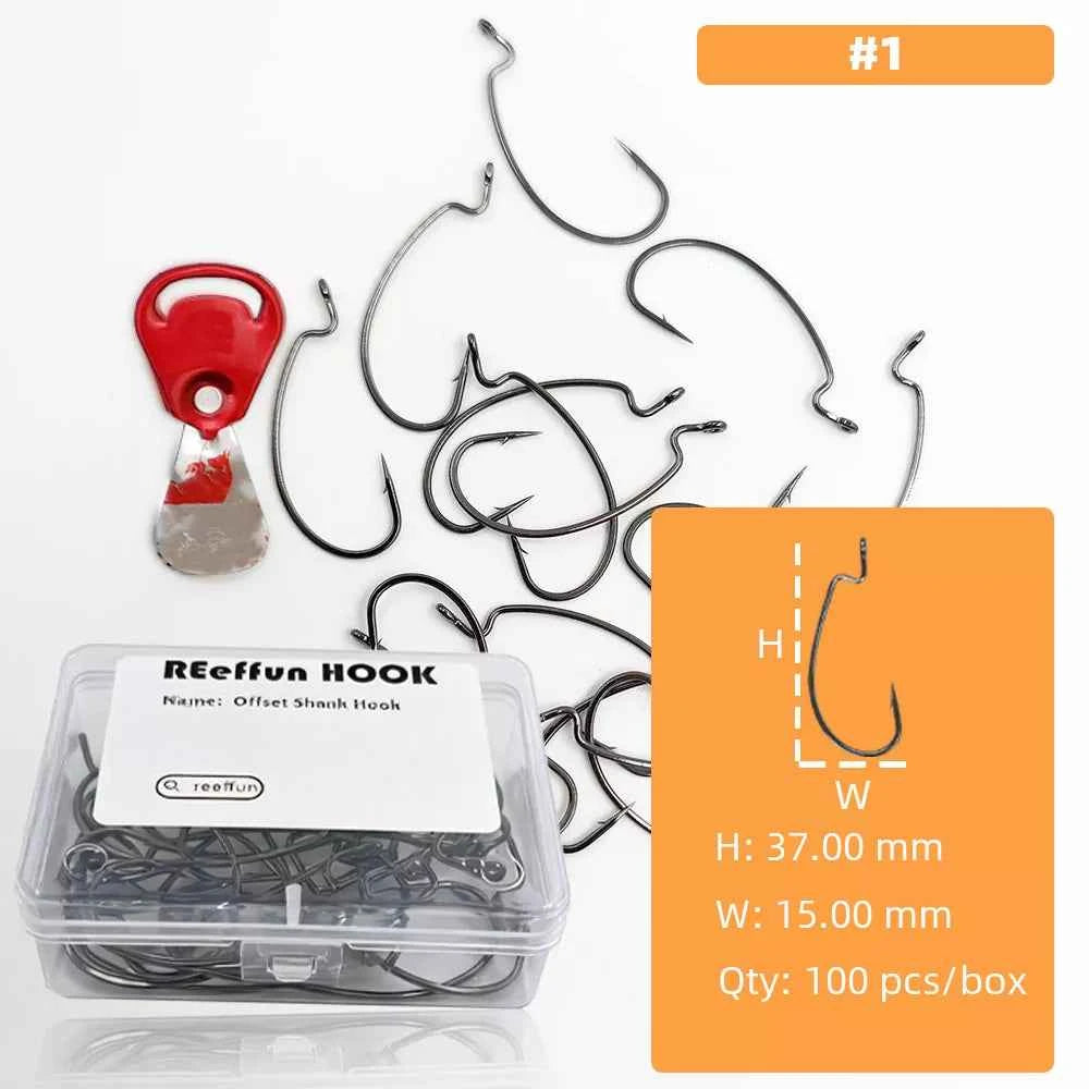 High Carbon Steel EWG Fishing Hooks - Offset Worm Hooks for Bass, Catfish & Soft Baits