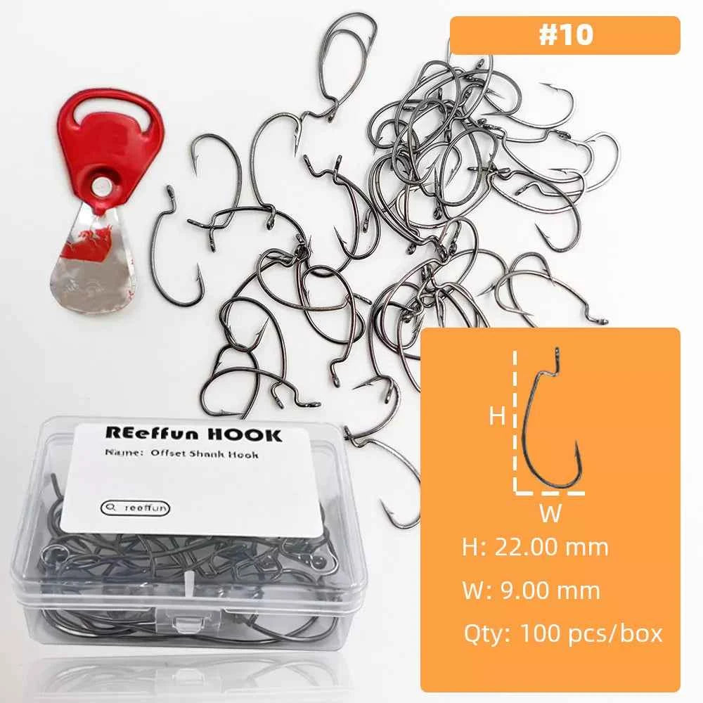High Carbon Steel EWG Fishing Hooks - Offset Worm Hooks for Bass, Catfish & Soft Baits