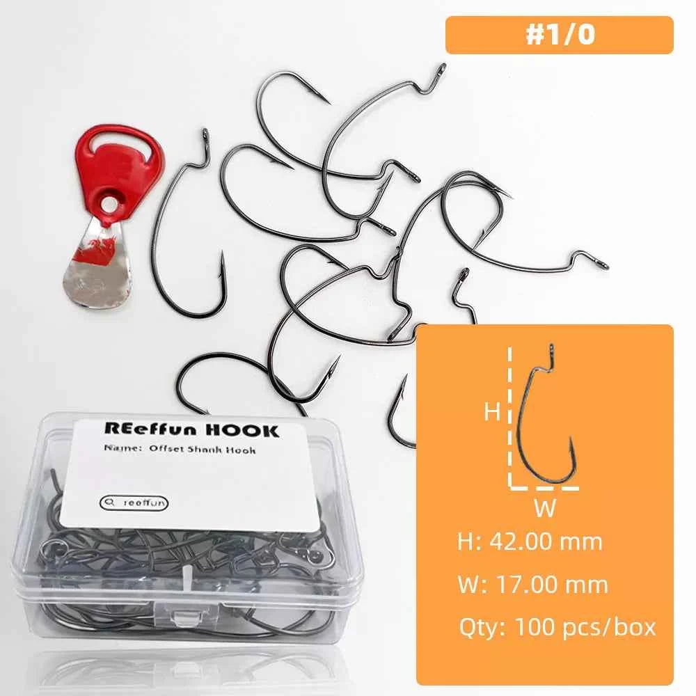 High Carbon Steel EWG Fishing Hooks - Offset Worm Hooks for Bass, Catfish & Soft Baits