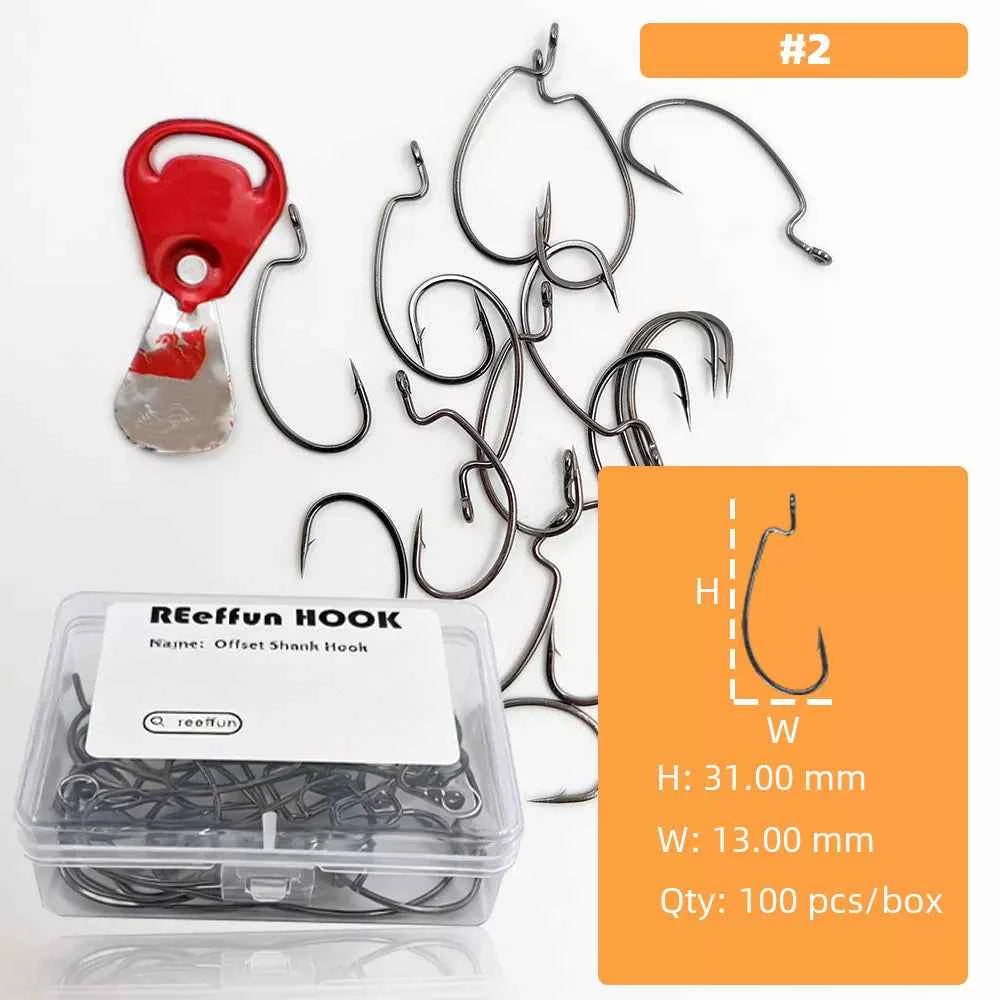 High Carbon Steel EWG Fishing Hooks - Offset Worm Hooks for Bass, Catfish & Soft Baits