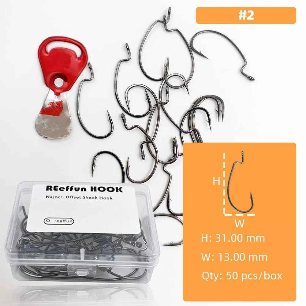 High Carbon Steel EWG Fishing Hooks - Offset Worm Hooks for Bass, Catfish & Soft Baits