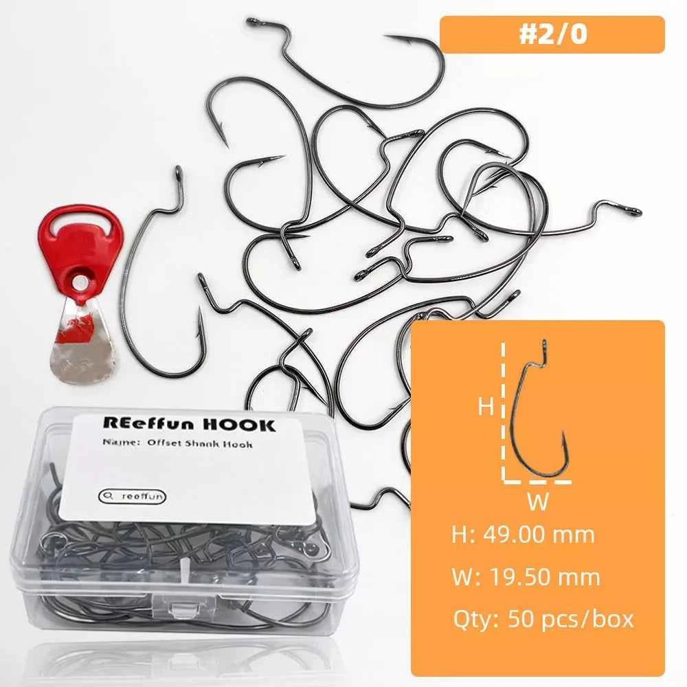 High Carbon Steel EWG Fishing Hooks - Offset Worm Hooks for Bass, Catfish & Soft Baits