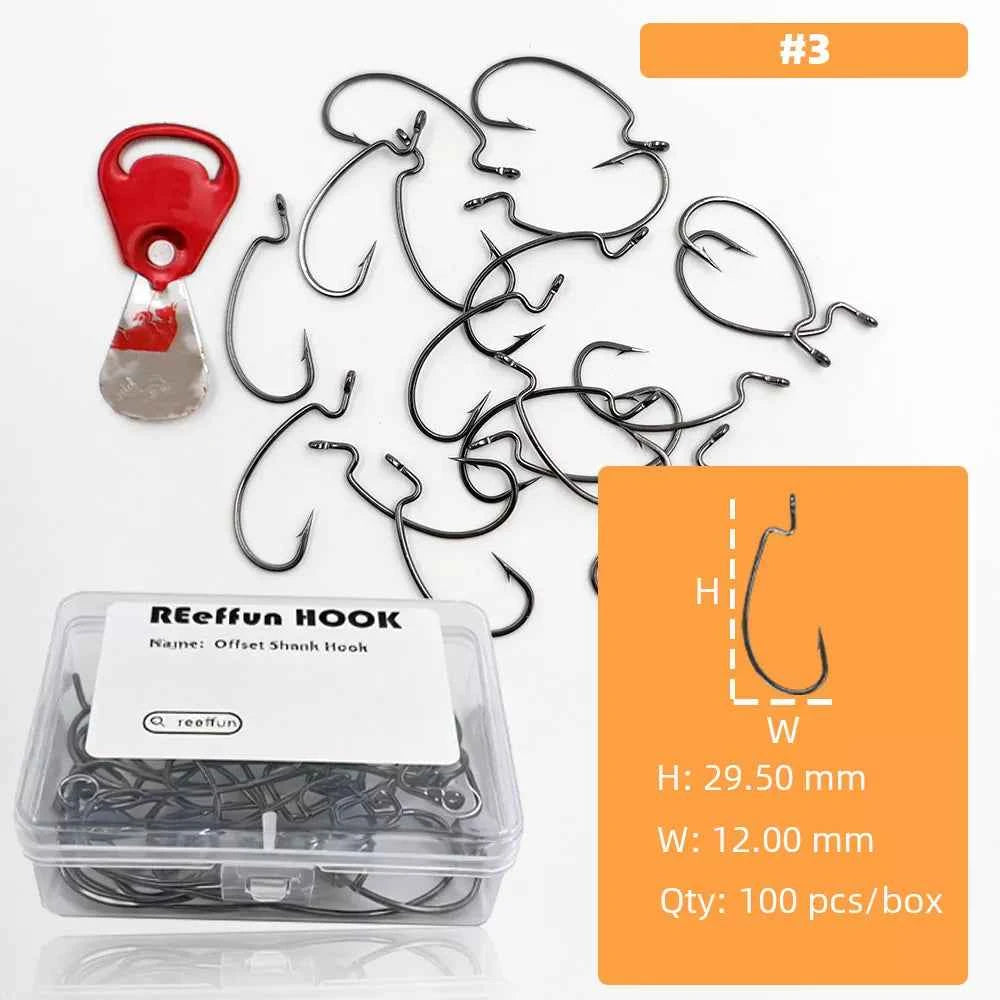 High Carbon Steel EWG Fishing Hooks - Offset Worm Hooks for Bass, Catfish & Soft Baits