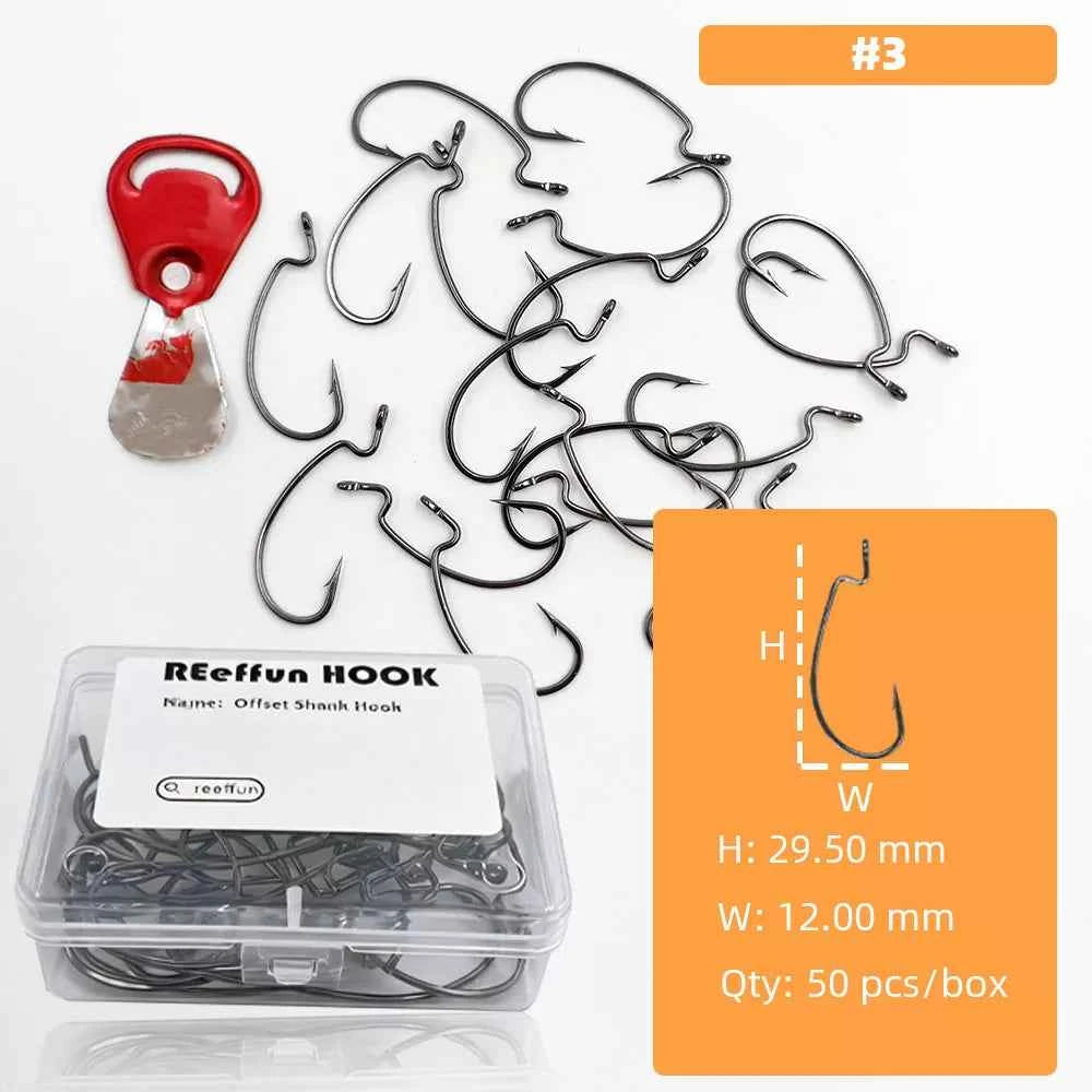 High Carbon Steel EWG Fishing Hooks - Offset Worm Hooks for Bass, Catfish & Soft Baits