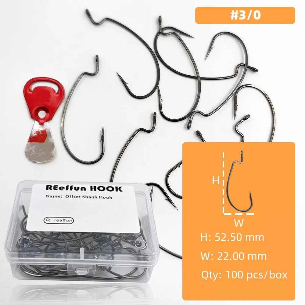 High Carbon Steel EWG Fishing Hooks - Offset Worm Hooks for Bass, Catfish & Soft Baits