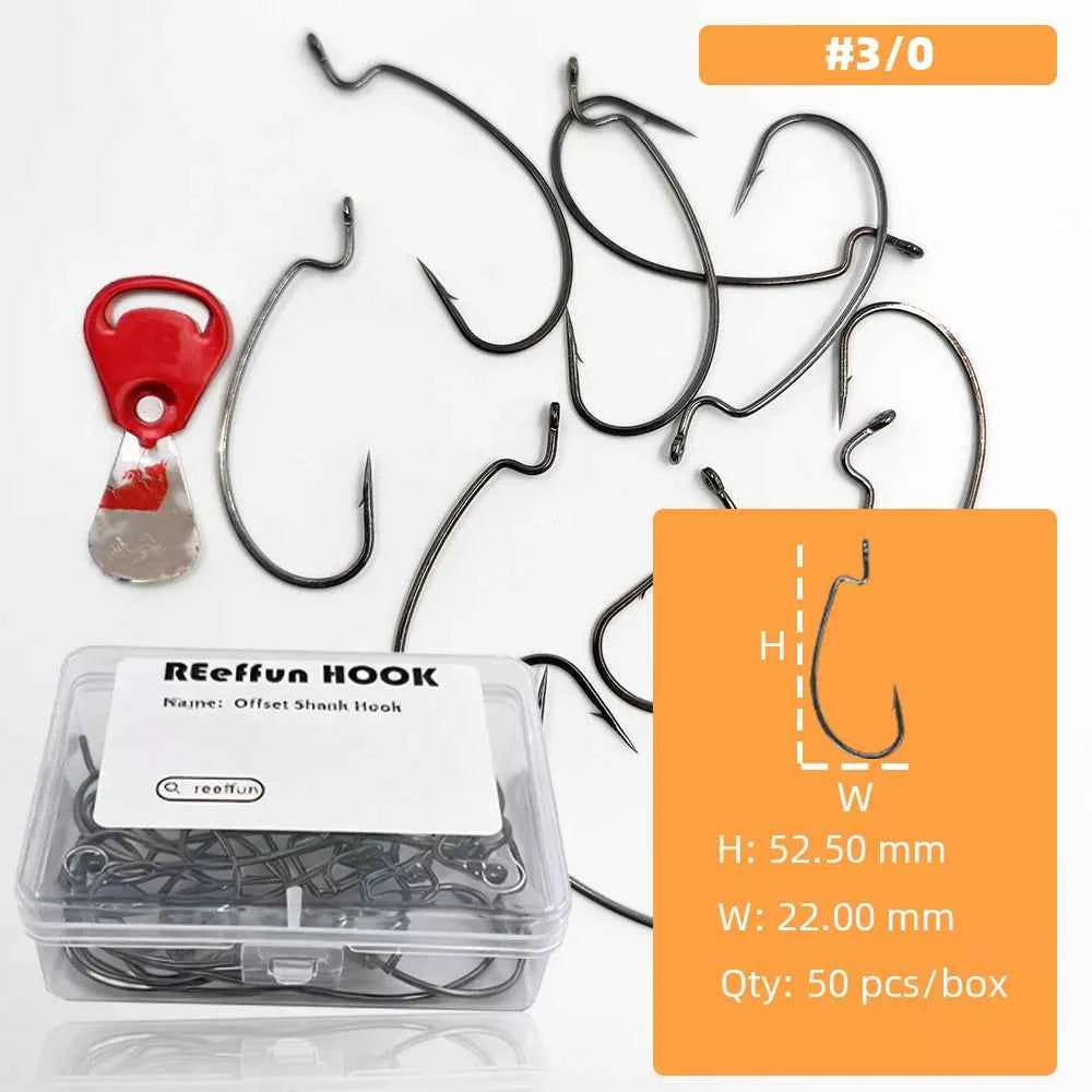 High Carbon Steel EWG Fishing Hooks - Offset Worm Hooks for Bass, Catfish & Soft Baits