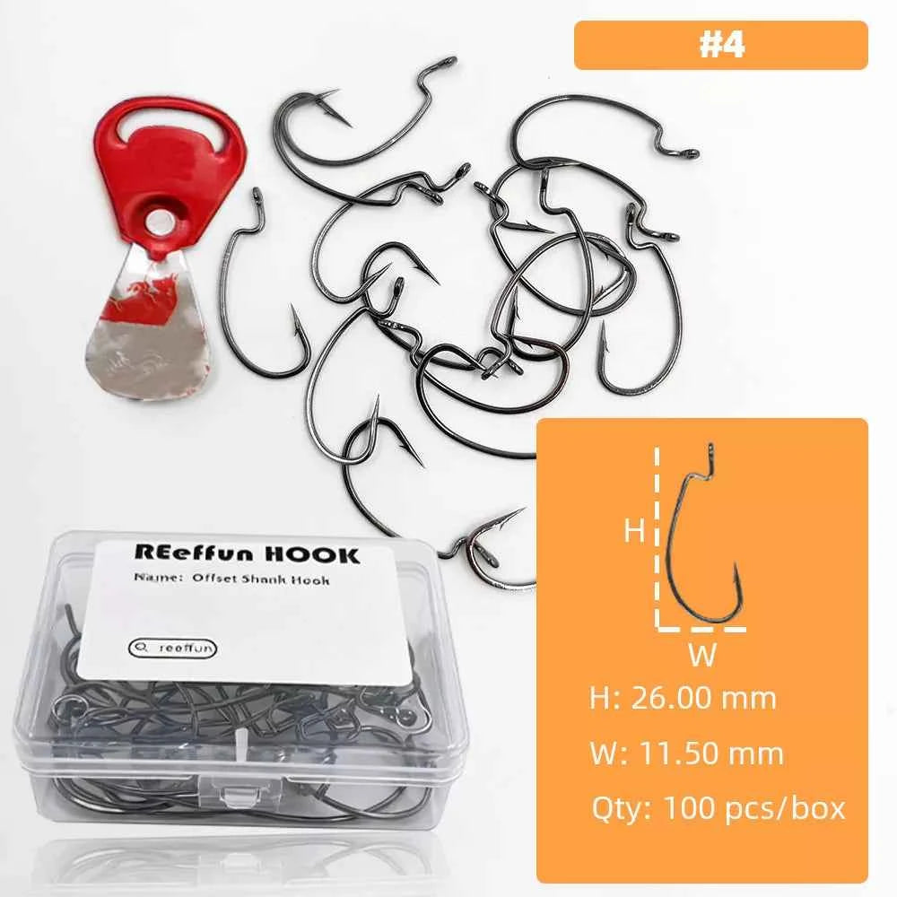 High Carbon Steel EWG Fishing Hooks - Offset Worm Hooks for Bass, Catfish & Soft Baits