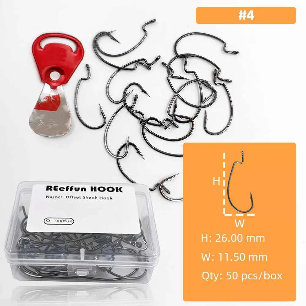 High Carbon Steel EWG Fishing Hooks - Offset Worm Hooks for Bass, Catfish & Soft Baits