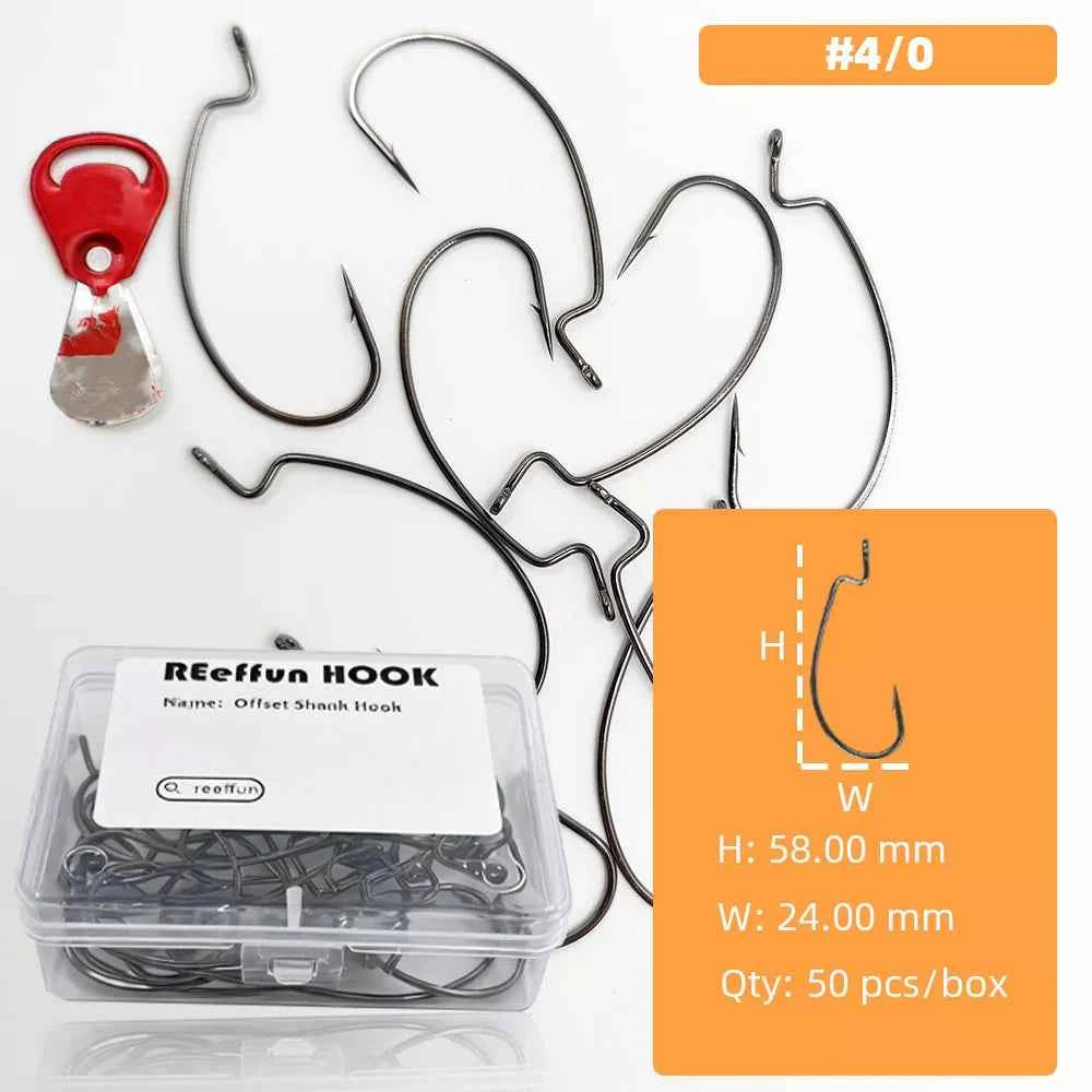 High Carbon Steel EWG Fishing Hooks - Offset Worm Hooks for Bass, Catfish & Soft Baits