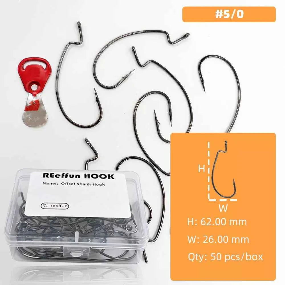 High Carbon Steel EWG Fishing Hooks - Offset Worm Hooks for Bass, Catfish & Soft Baits
