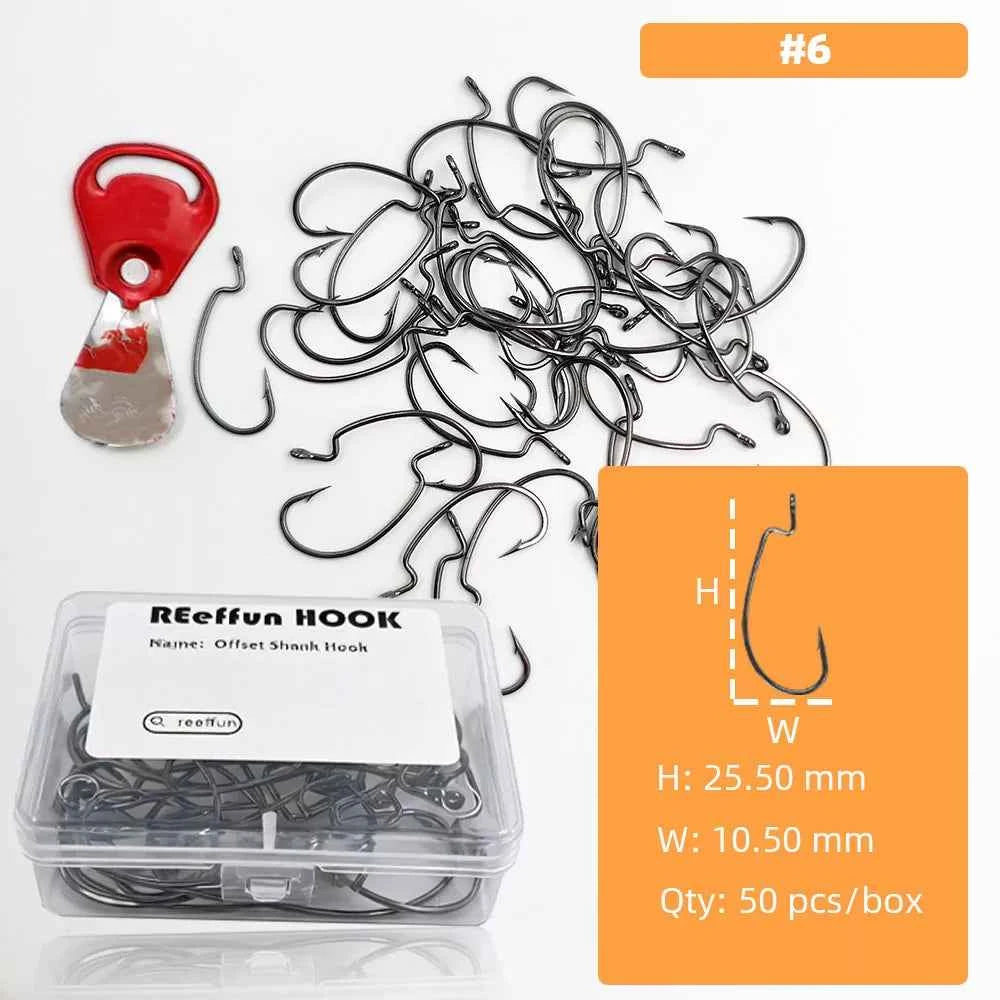 High Carbon Steel EWG Fishing Hooks - Offset Worm Hooks for Bass, Catfish & Soft Baits