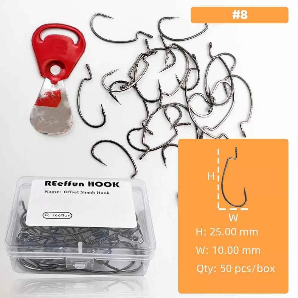 High Carbon Steel EWG Fishing Hooks - Offset Worm Hooks for Bass, Catfish & Soft Baits