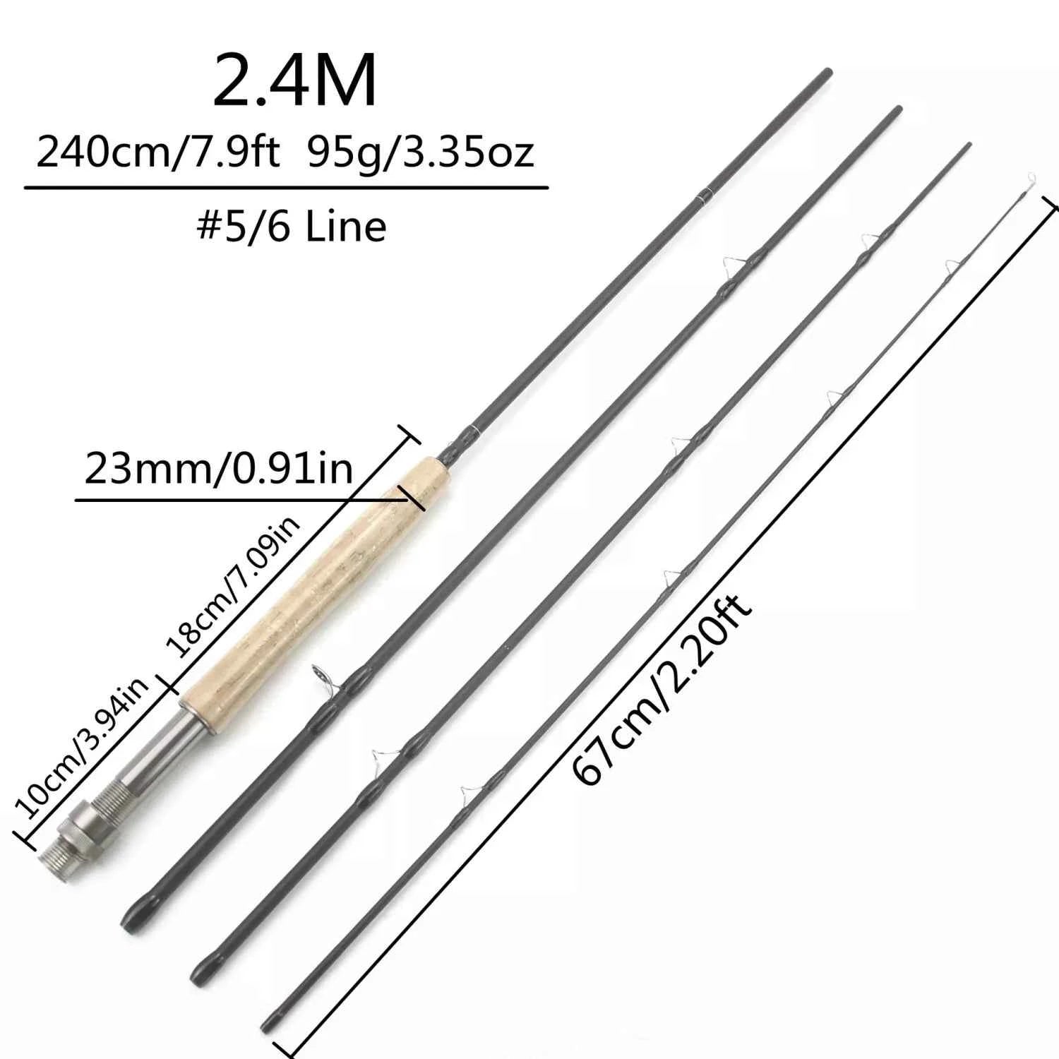 Ultra-Light 4-Piece Carbon Fly Fish Rod - Portable Cork Fishing Rod for Freshwater & Coastal Angling | Premium Fishing Rods Rod