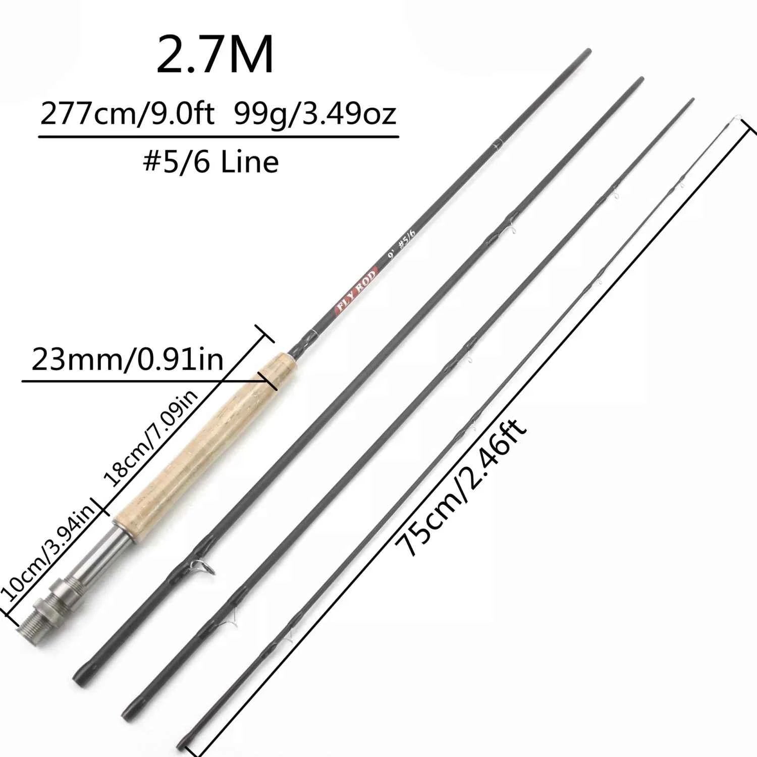 Ultra-Light 4-Piece Carbon Fly Fish Rod - Portable Cork Fishing Rod for Freshwater & Coastal Angling | Premium Fishing Rods Rod
