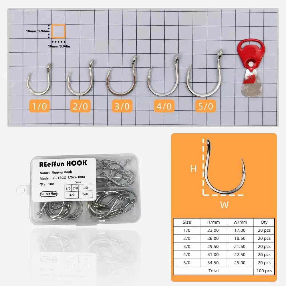 Jigging Hooks | High Carbon Steel Wide Gap Circle Fishing Hooks for Big Game