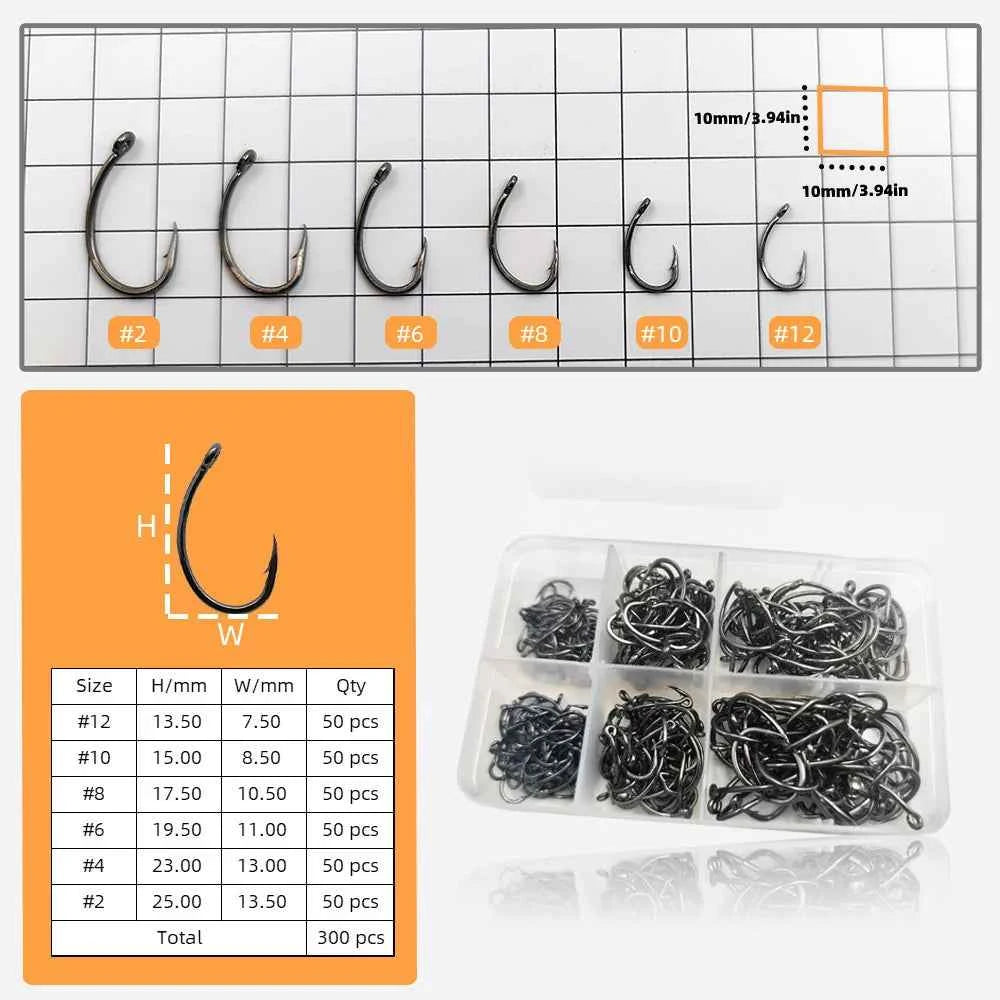High-Carbon Steel Micro Barb Hooks – Wide Gap Single Hook Fishing Tackle