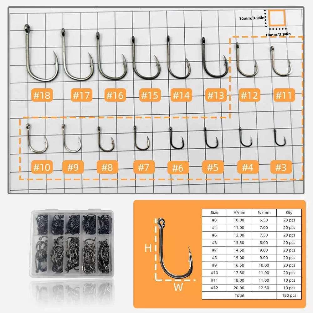 Single High Carbon Steel Fishing Hooks | Durable Tackle for Freshwater & Saltwater (Sizes #3–#18)