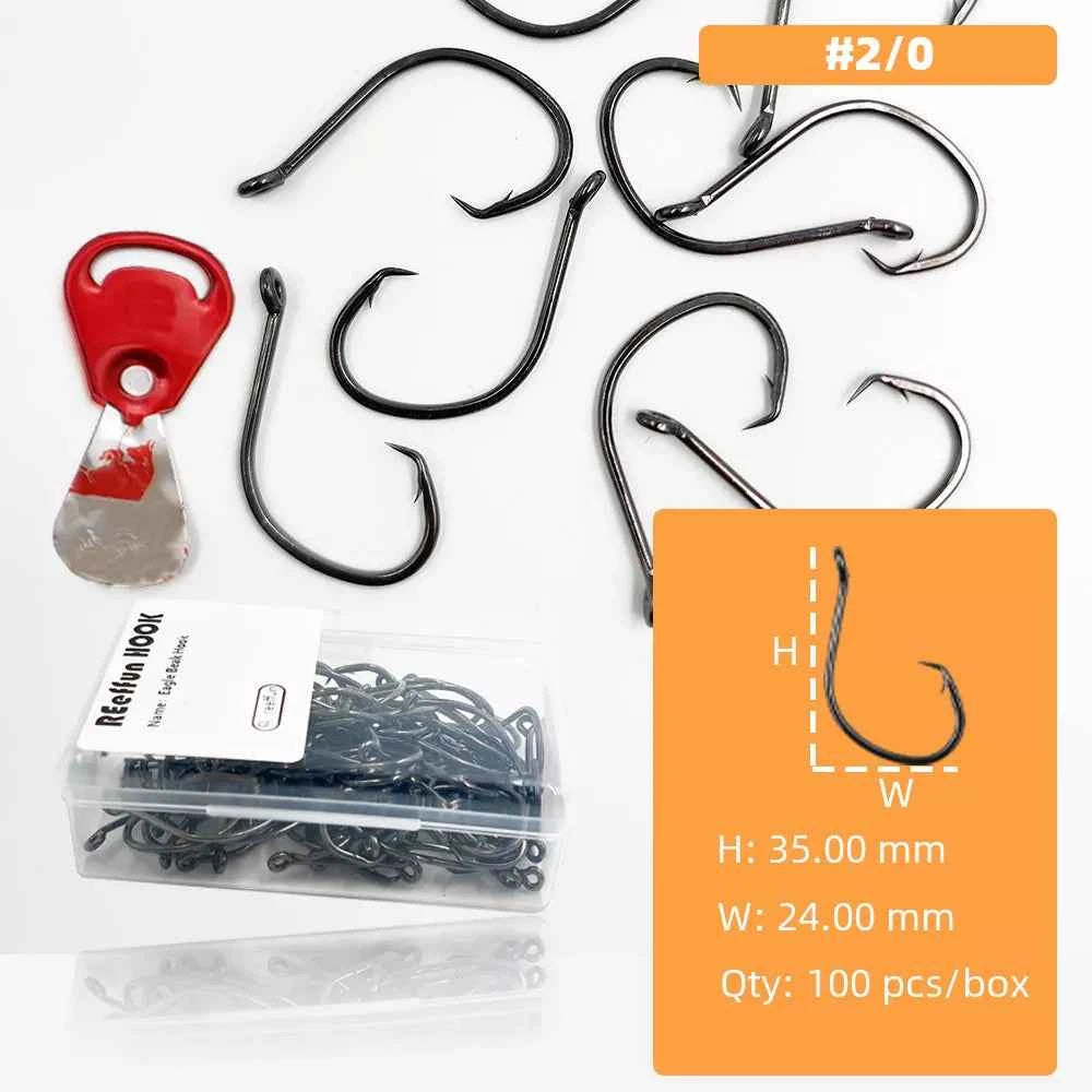 Demon Circle Hooks - High Carbon Steel Shark Fishing Hooks for Saltwater Big Game (Sizes 1#–5/0#)