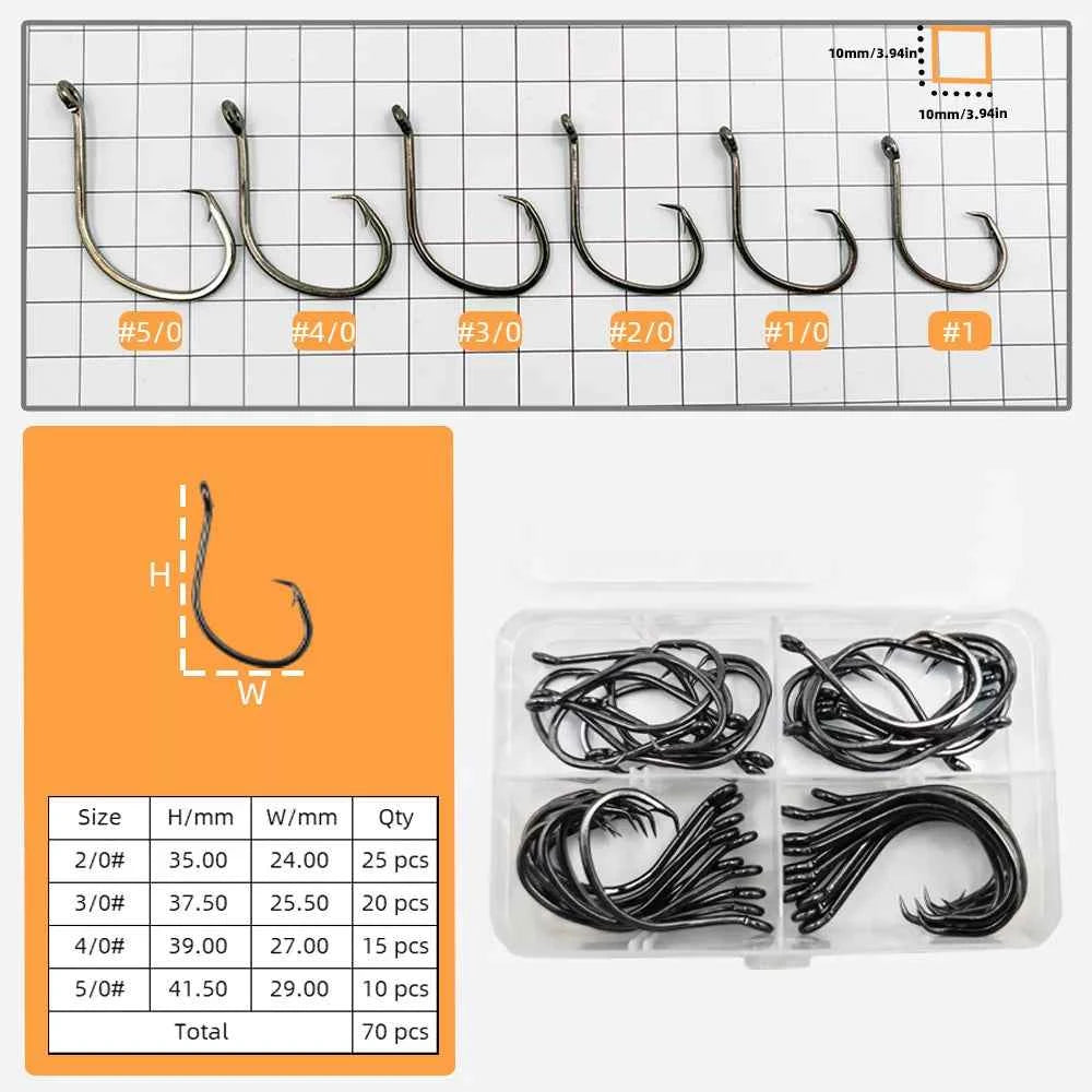 Demon Circle Hooks - High Carbon Steel Shark Fishing Hooks for Saltwater Big Game (Sizes 1#–5/0#)