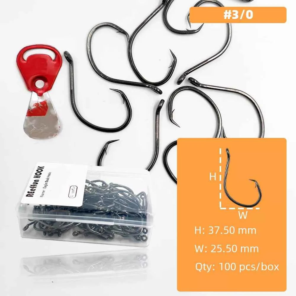 Demon Circle Hooks - High Carbon Steel Shark Fishing Hooks for Saltwater Big Game (Sizes 1#–5/0#)