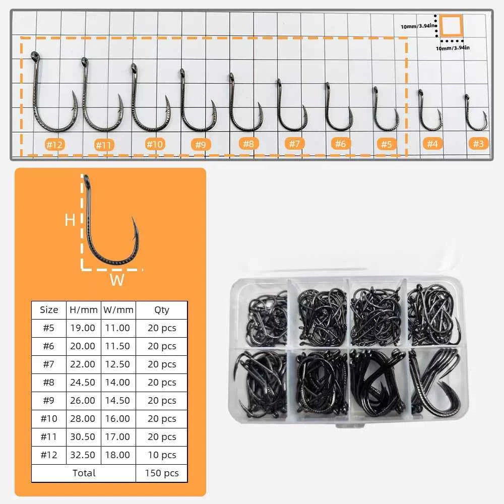 Qilin Bionic Fish Hook - Premium High Carbon Steel Barb Hooks for Freshwater & Saltwater (Sizes #3–#12)