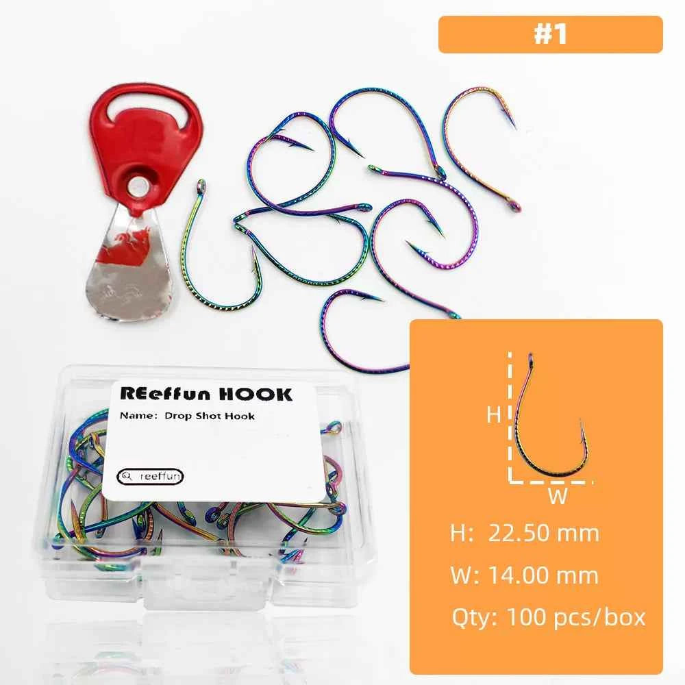 Colored Fish Hooks – Wide Gap Fishing Hooks for Bass | Drop Hook Fishing J Hooks | 100–300PCS