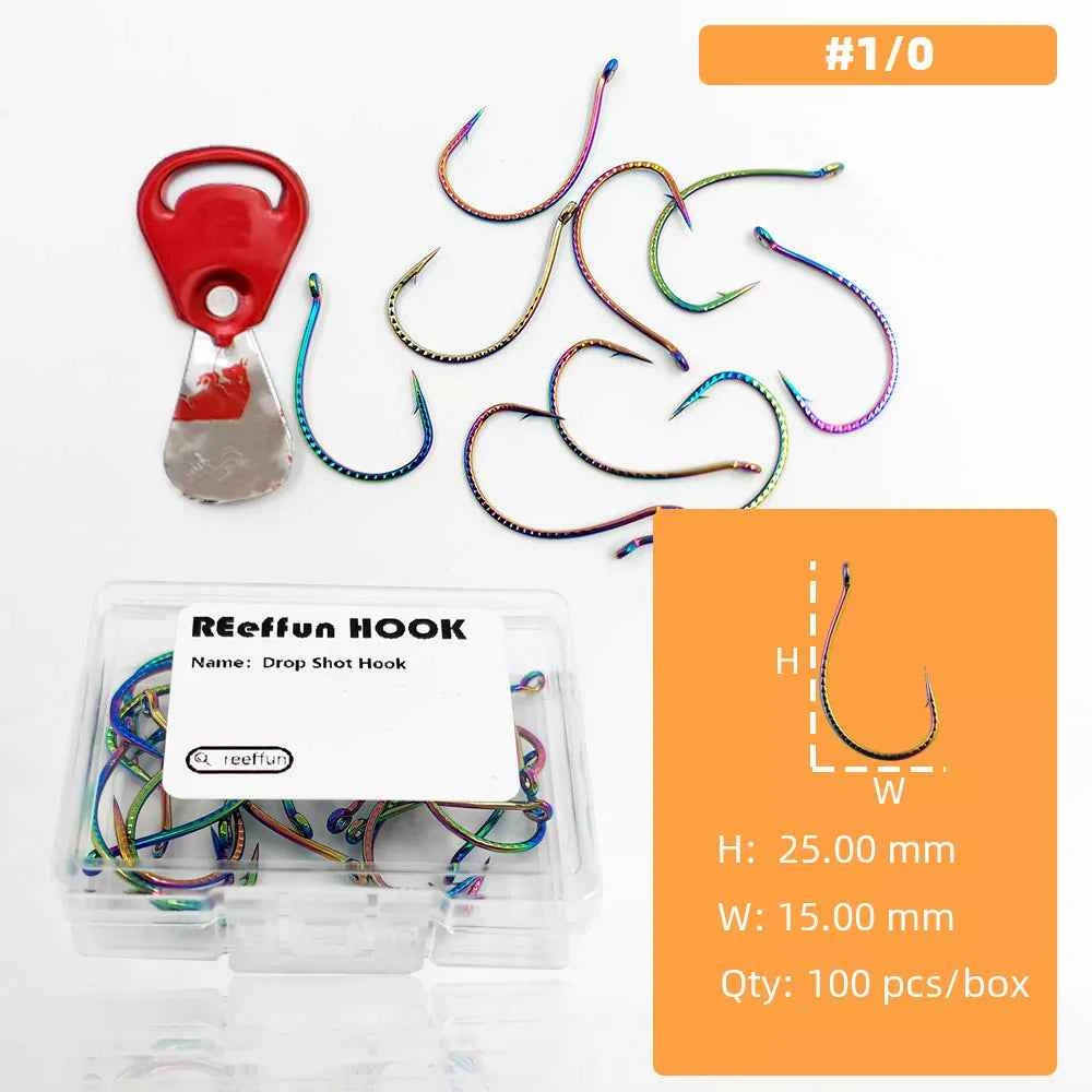 Colored Fish Hooks – Wide Gap Fishing Hooks for Bass | Drop Hook Fishing J Hooks | 100–300PCS
