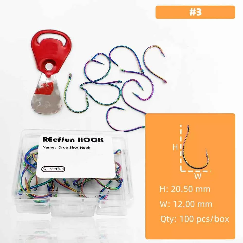Colored Fish Hooks – Wide Gap Fishing Hooks for Bass | Drop Hook Fishing J Hooks | 100–300PCS