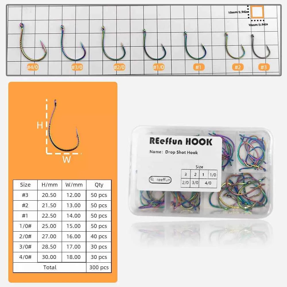 Colored Fish Hooks – Wide Gap Fishing Hooks for Bass | Drop Hook Fishing J Hooks | 100–300PCS