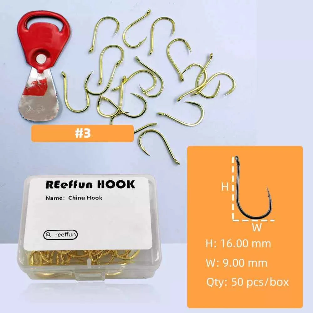 Gold Fishing Hooks for Bass, Salmon & Tuna | High Carbon Steel Barbed Fishing Hooks (#3–#12)
