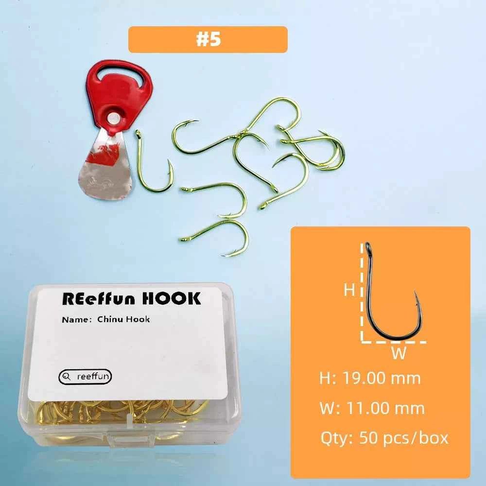 Gold Fishing Hooks for Bass, Salmon & Tuna | High Carbon Steel Barbed Fishing Hooks (#3–#12)