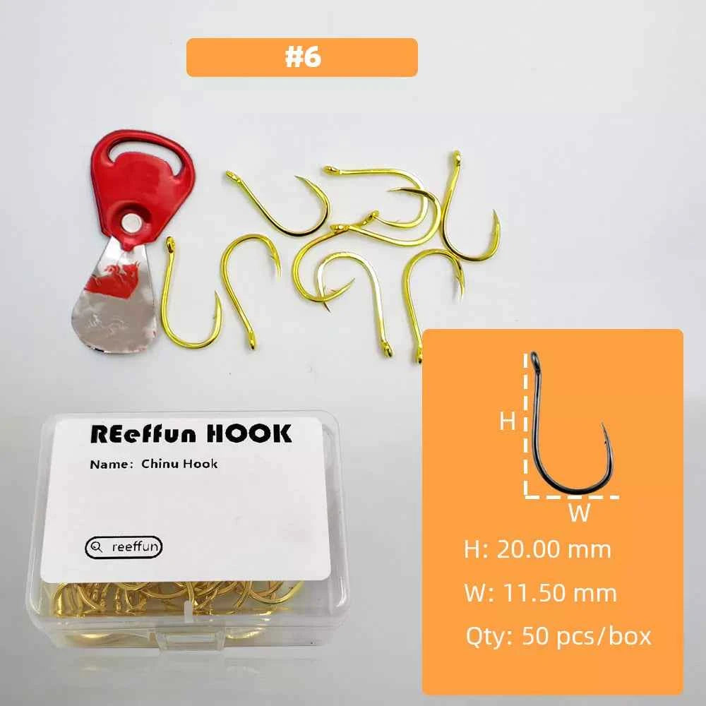 Gold Fishing Hooks for Bass, Salmon & Tuna | High Carbon Steel Barbed Fishing Hooks (#3–#12)